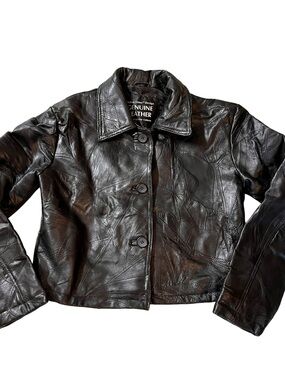 ITALIAN STONE Genuine Leather Black Button-Front Jacket
Medium